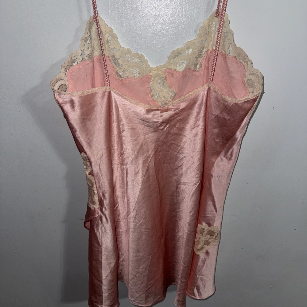 Vintage Y2K Victoria's Secret Gold Label Coquette Pink Satin Lace Slip M Dress - Picture 4 of 6
